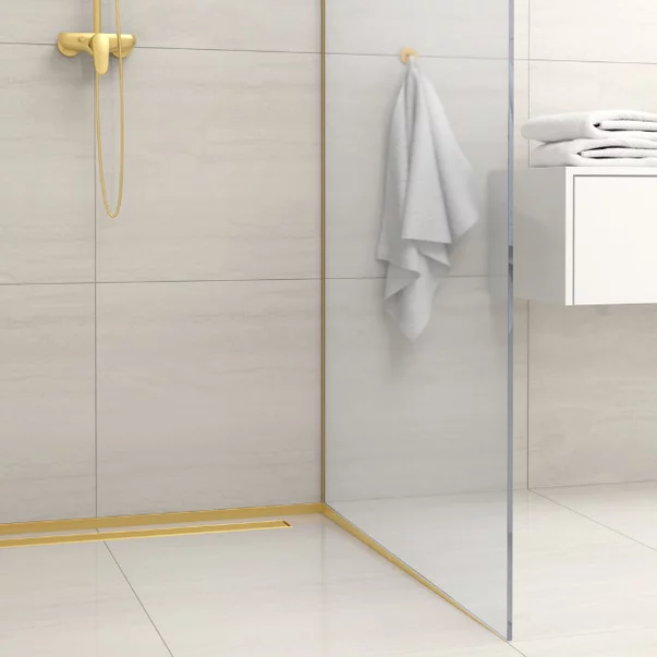 Profil inclinat dreapta pentru sticla Balneo Floor Strips 120 cm finisaj auriu periat picture - 4