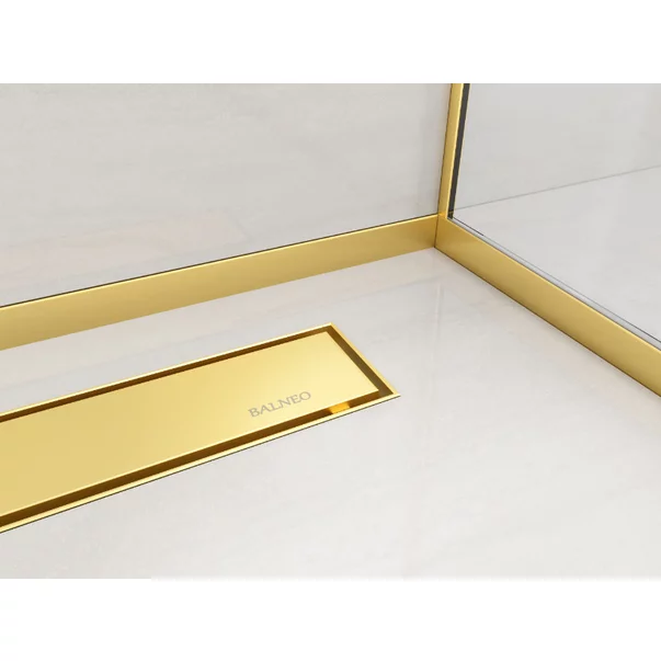Profil inclinat dreapta pentru sticla Balneo Floor Strips 120 cm finisaj auriu periat picture - 6