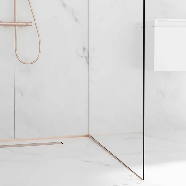 Profil inclinat dreapta pentru sticla Balneo Floor Strips 120 cm finisaj cupru periat picture - 3