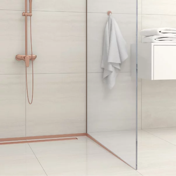 Profil inclinat dreapta pentru sticla Balneo Floor Strips 120 cm finisaj cupru periat picture - 6