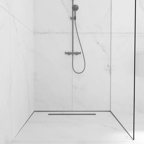 Profil inclinat dreapta pentru sticla Balneo Floor Strips 120 cm finisaj Gun Metal mat picture - 2