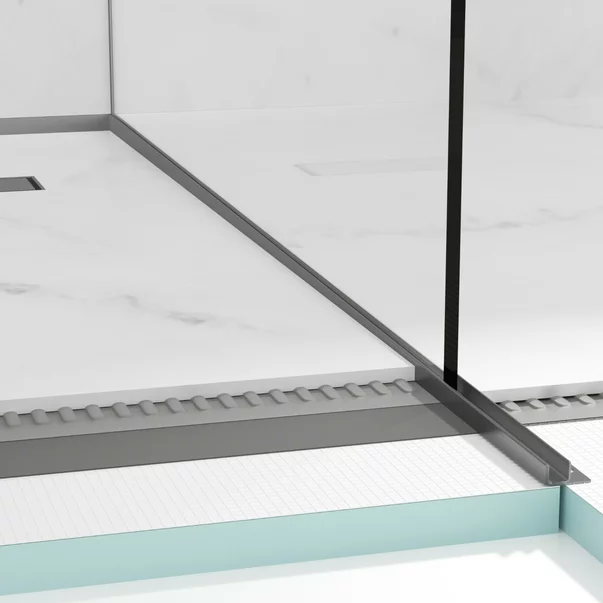 Profil inclinat dreapta pentru sticla Balneo Floor Strips 120 cm finisaj Gun Metal mat picture - 4