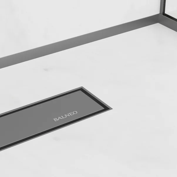 Profil inclinat dreapta pentru sticla Balneo Floor Strips 120 cm finisaj Gun Metal mat picture - 6
