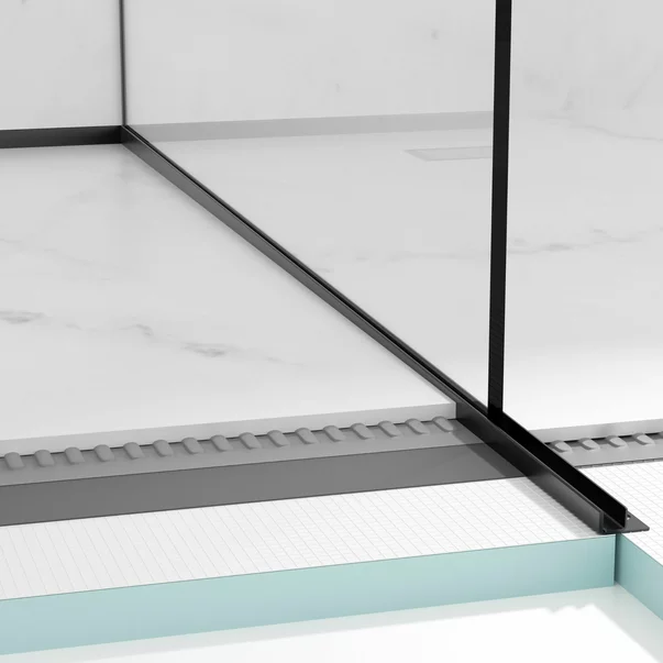 Profil inclinat dreapta pentru sticla Balneo Floor Strips 120 cm finisaj negru mat picture - 2
