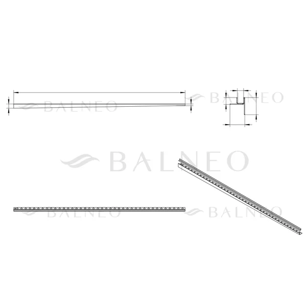 Profil inclinat dreapta pentru sticla Balneo Floor Strips 120 cm finisaj negru mat picture - 9