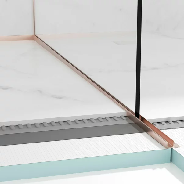Profil inclinat dreapta pentru sticla Balneo Floor Strips 170 cm finisaj cupru periat picture - 2
