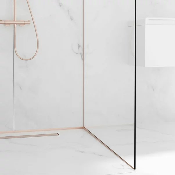 Profil inclinat dreapta pentru sticla Balneo Floor Strips 170 cm finisaj cupru periat picture - 3