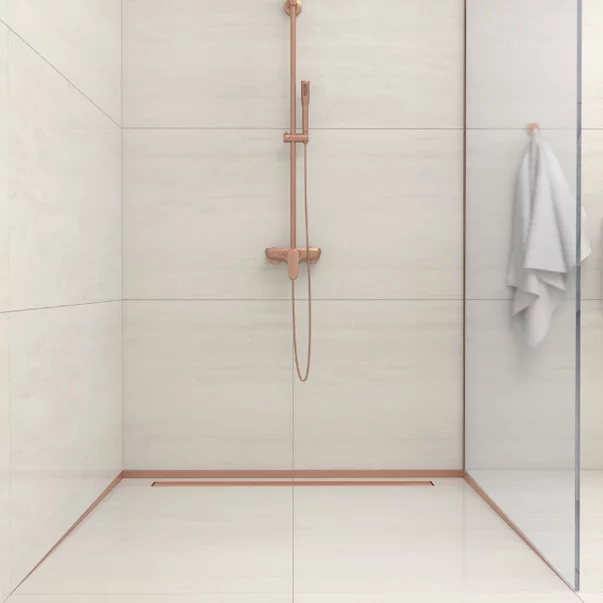 Profil inclinat dreapta pentru sticla Balneo Floor Strips 170 cm finisaj cupru periat picture - 6