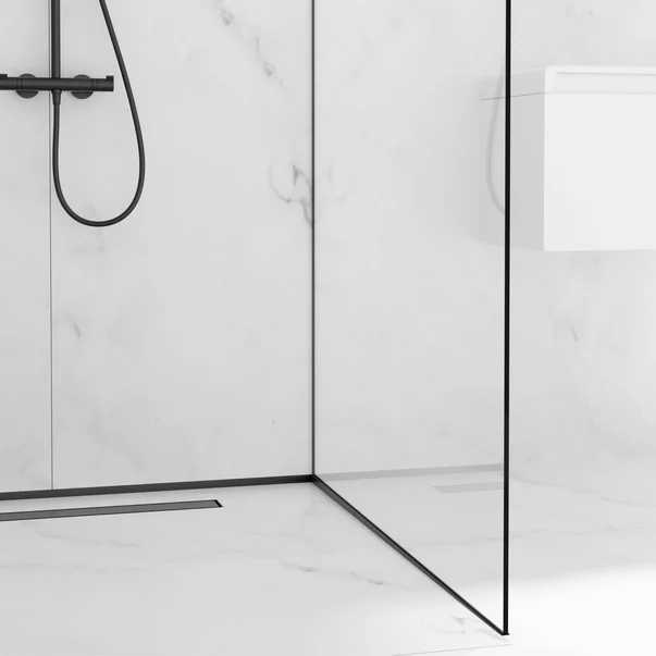 Profil inclinat dreapta pentru sticla Balneo Floor Strips 170 cm finisaj negru mat picture - 3