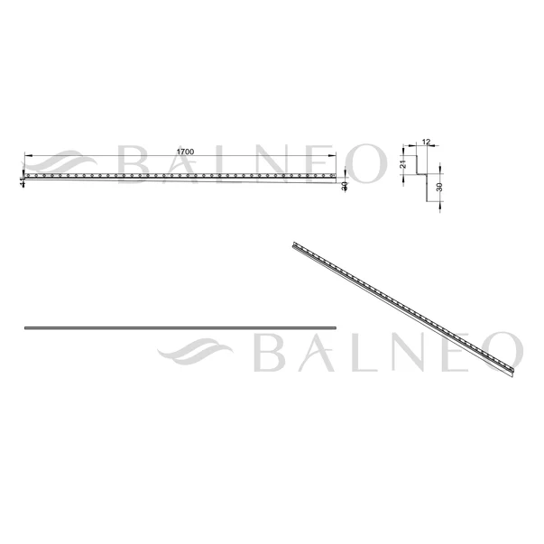 Profil inclinat stanga pentru podea Balneo Floor Strips 170 cm finisaj Gun Metal mat picture - 9