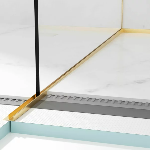 Profil inclinat stanga pentru sticla Balneo Floor Strips 120 cm finisaj auriu periat picture - 2