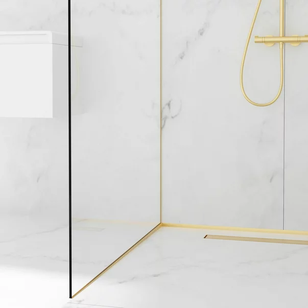 Profil inclinat stanga pentru sticla Balneo Floor Strips 120 cm finisaj auriu periat picture - 3