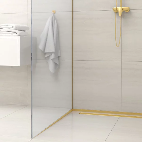 Profil inclinat stanga pentru sticla Balneo Floor Strips 120 cm finisaj auriu periat picture - 4