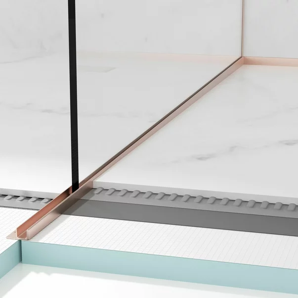 Profil inclinat stanga pentru sticla Balneo Floor Strips 120 cm finisaj cupru periat picture - 2