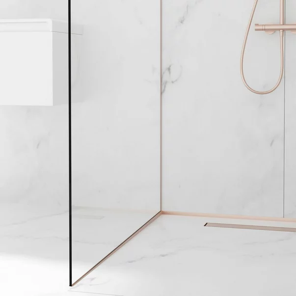 Profil inclinat stanga pentru sticla Balneo Floor Strips 120 cm finisaj cupru periat picture - 3