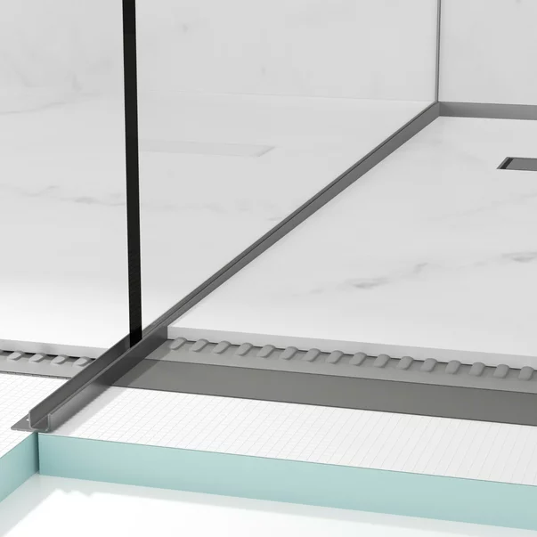 Profil inclinat stanga pentru sticla Balneo Floor Strips 120 cm finisaj Gun Metal mat picture - 5