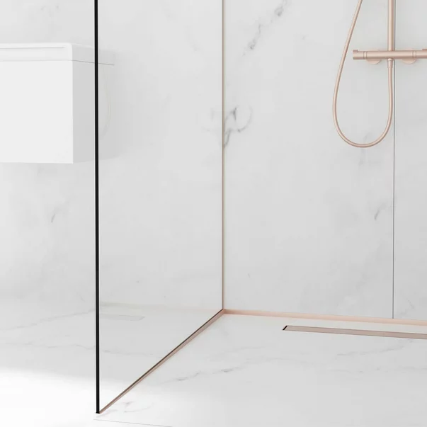 Profil inclinat stanga pentru sticla Balneo Floor Strips 170 cm finisaj cupru periat picture - 3