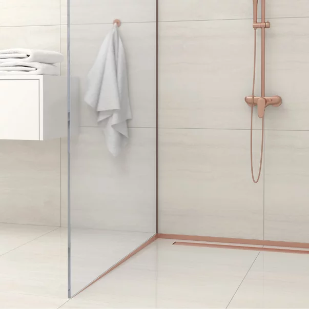 Profil inclinat stanga pentru sticla Balneo Floor Strips 170 cm finisaj cupru periat picture - 4