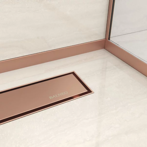 Profil inclinat stanga pentru sticla Balneo Floor Strips 170 cm finisaj cupru periat picture - 5