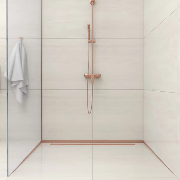 Profil inclinat stanga pentru sticla Balneo Floor Strips 170 cm finisaj cupru periat picture - 6