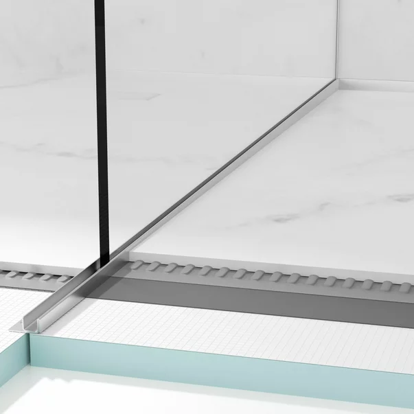 Profil inclinat stanga pentru sticla Balneo Floor Strips 170 cm finisaj inox periat picture - 2