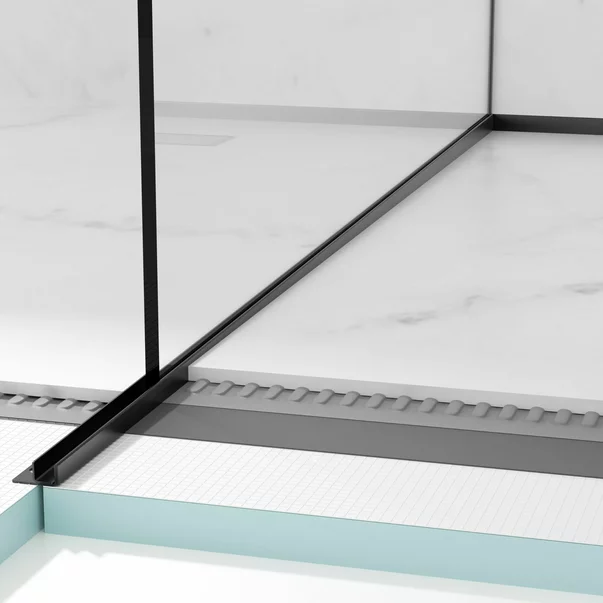 Profil inclinat stanga pentru sticla Balneo Floor Strips 170 cm finisaj negru mat picture - 2