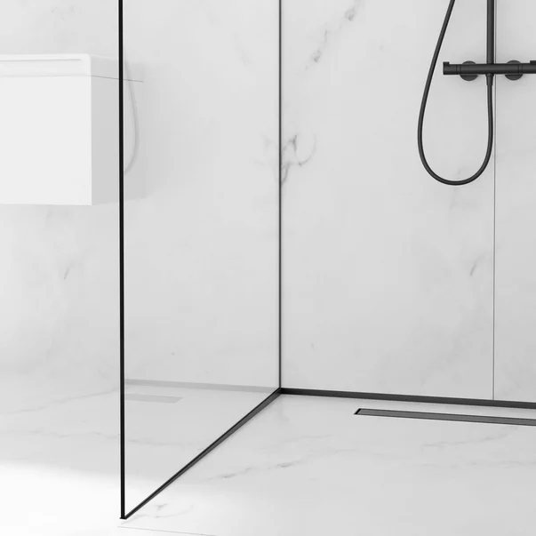 Profil inclinat stanga pentru sticla Balneo Floor Strips 170 cm finisaj negru mat picture - 3