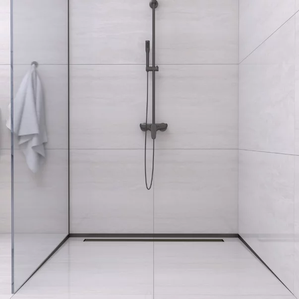 Profil inclinat stanga pentru sticla Balneo Floor Strips 170 cm finisaj negru mat picture - 5