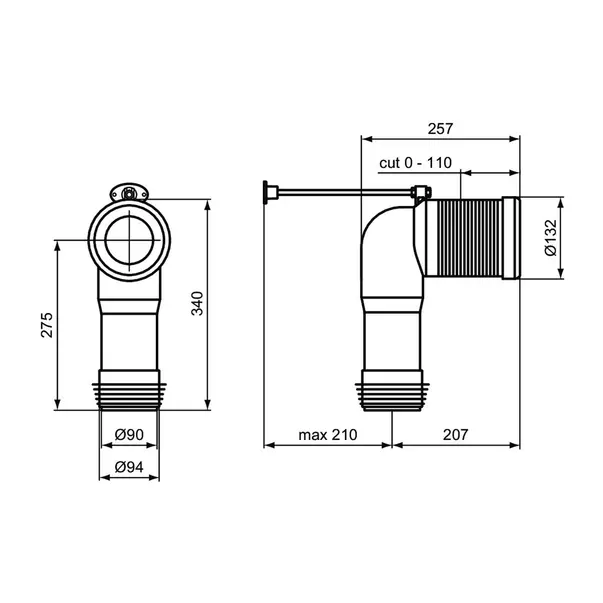 Racord de scurgere Ideal Standard Tonic II pentru instalare verticala picture - 2