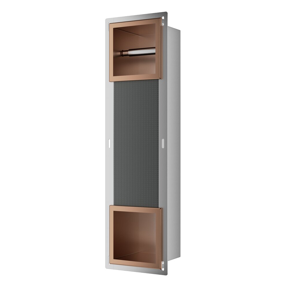 Raft incastrat cu suport hartie igienica Balneo Wall Box Paper 2 cupru periat