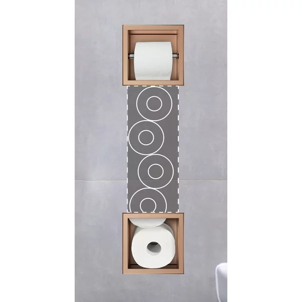 Raft incastrat cu suport hartie igienica Balneo Wall Box Paper 2 cupru periat picture - 4