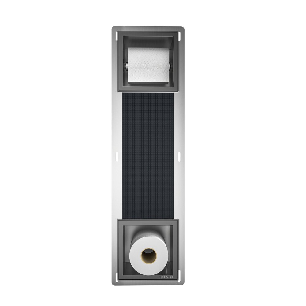 Raft incastrat cu suport hartie igienica Balneo Wall Box Paper 2 Gun Metal mat