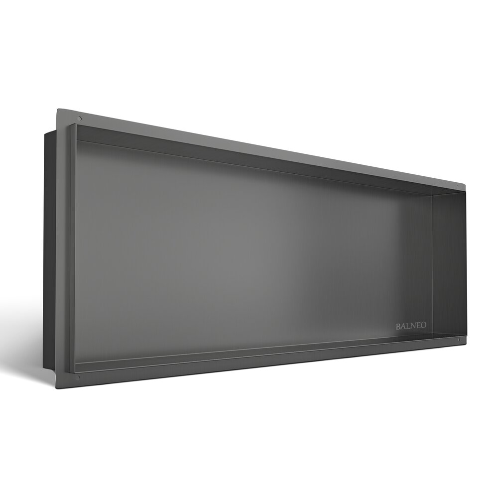 Raft incastrat dreptunghiular Balneo Wall-Box No Rim 90x30x10 cm Gun Metal mat fara rama