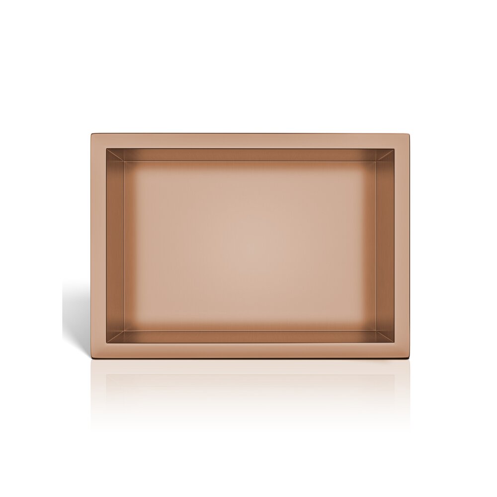 Raft incastrat dreptunghiular Balneo Wall-Box One cu rama 30x20x10 cm cupru lucios