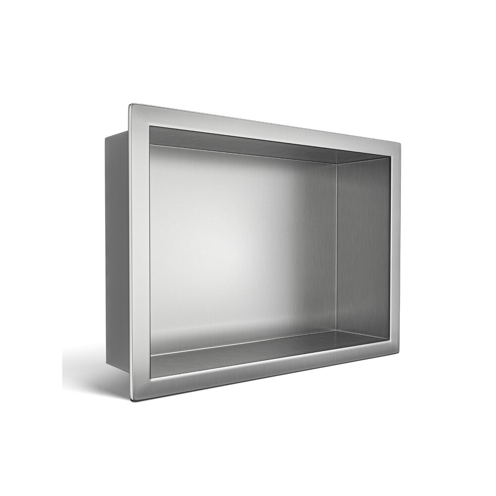 Raft incastrat dreptunghiular Balneo Wall-Box One cu rama 30x20x10 cm inox