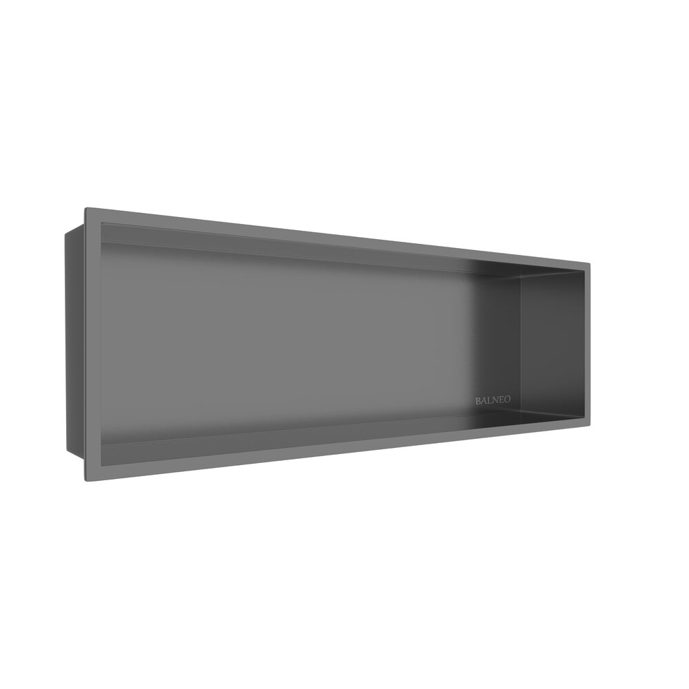Raft incastrat dreptunghiular Balneo Wall-Box One cu rama 60x20x10 cm Gun Metal periat