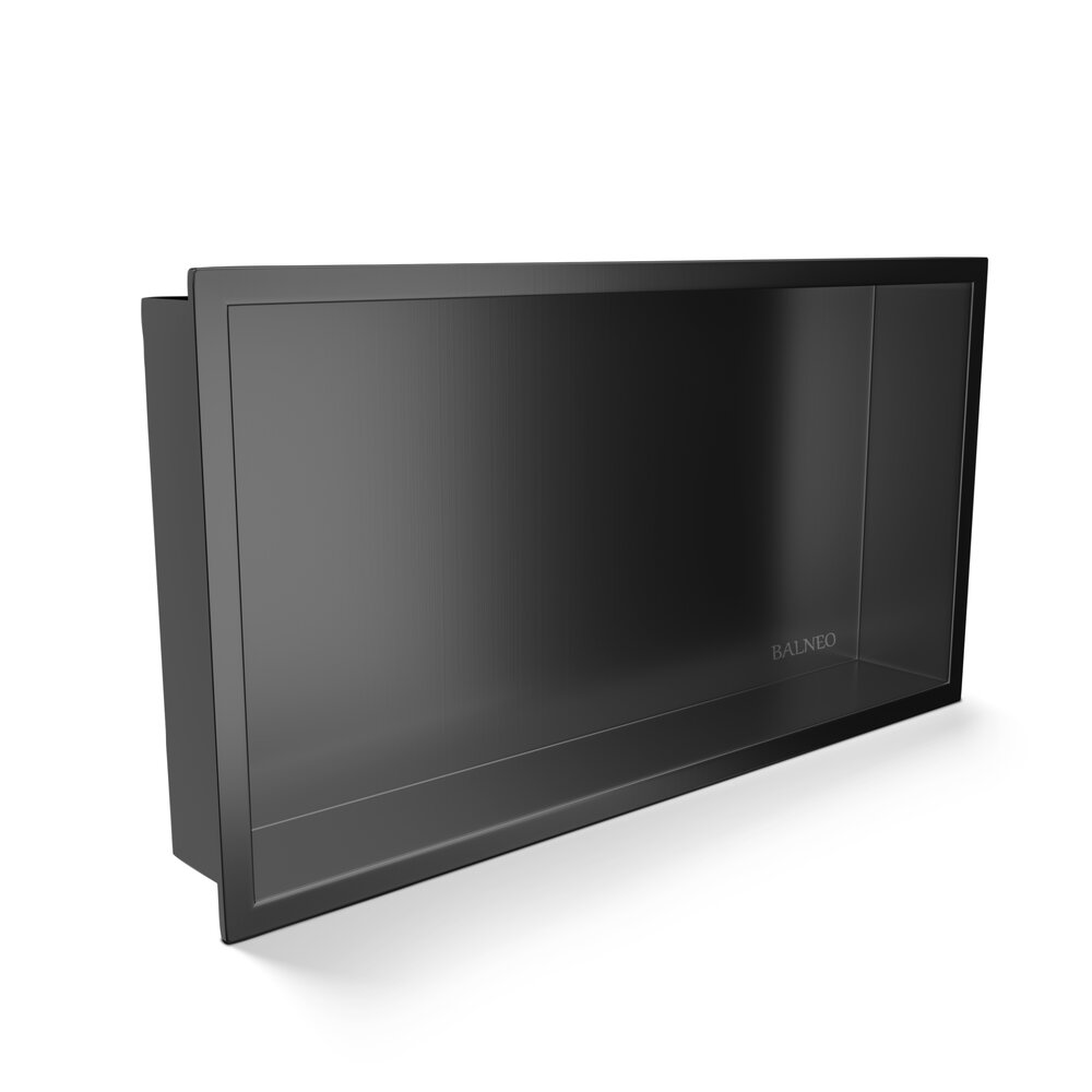 Raft incastrat dreptunghiular Balneo Wall-Box One cu rama 60x30x7 cm Gun Metal periat
