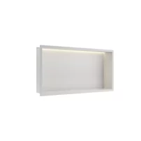 Raft incastrat dreptunghiular Balneo Wall-Box One LED cu rama 60x30x10 cm alb mat