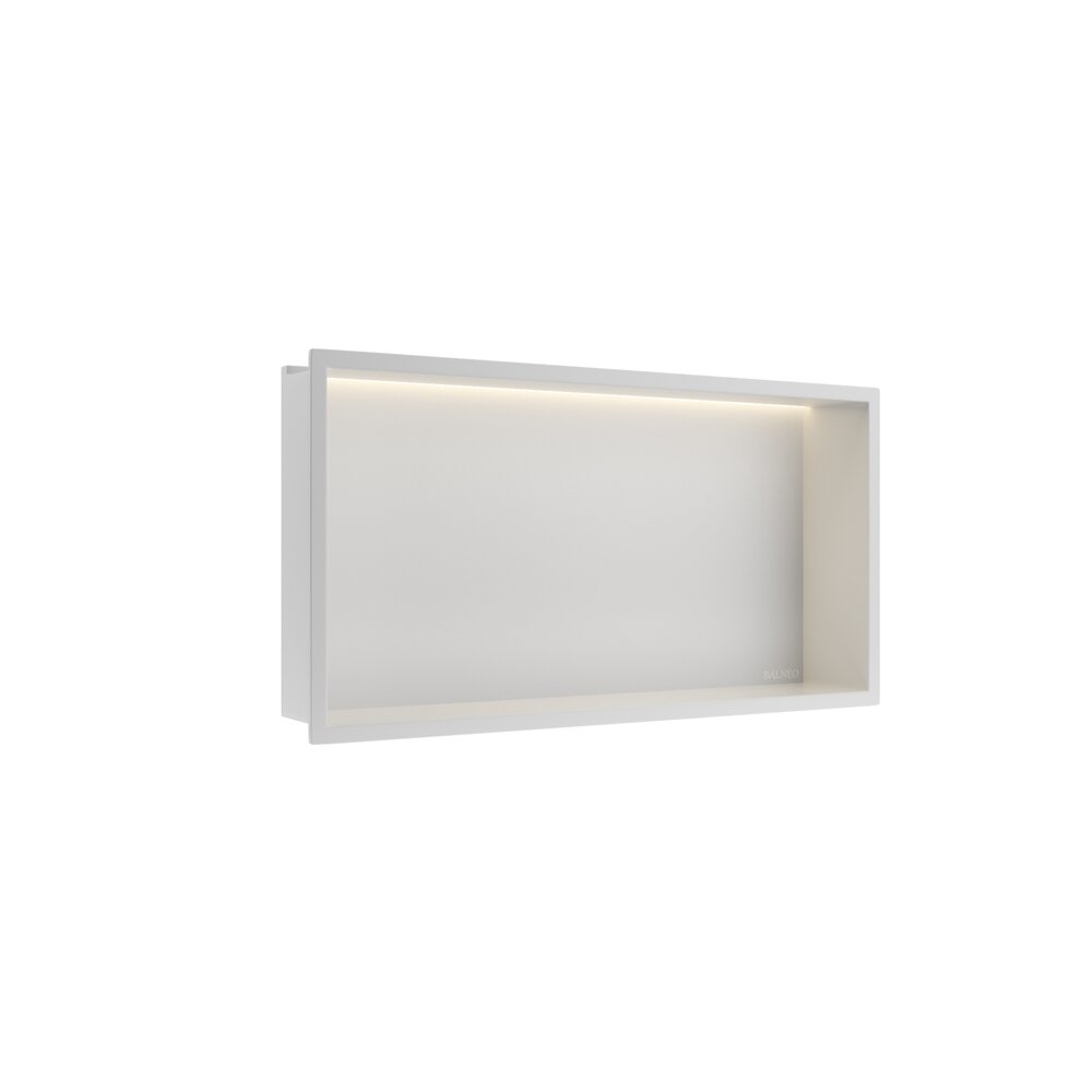Raft incastrat dreptunghiular Balneo Wall-Box One LED cu rama 60x30x10 cm alb mat