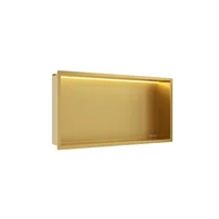 Raft incastrat dreptunghiular Balneo Wall-Box One LED cu rama 60x30x10 cm auriu lucios