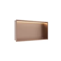 Raft incastrat dreptunghiular Balneo Wall-Box One LED cu rama 60x30x10 cm cupru lucios