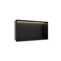 Raft incastrat dreptunghiular Balneo Wall-Box One LED cu rama 60x30x10 cm negru mat