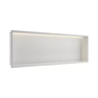 Raft incastrat dreptunghiular Balneo Wall-Box One LED cu rama 90x30x10 cm alb mat