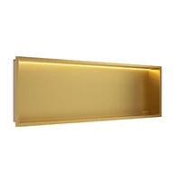 Raft incastrat dreptunghiular Balneo Wall-Box One LED cu rama 90x30x10 cm auriu lucios