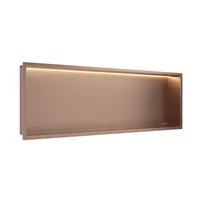 Raft incastrat dreptunghiular Balneo Wall-Box One LED cu rama 90x30x10 cm cupru lucios