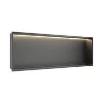 Raft incastrat dreptunghiular Balneo Wall-Box One LED cu rama 90x30x10 cm Gun Metal mat