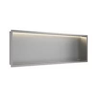 Raft incastrat dreptunghiular Balneo Wall-Box One LED cu rama 90x30x10 cm inox