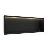 Raft incastrat dreptunghiular Balneo Wall-Box One LED cu rama 90x30x10 cm negru mat