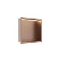 Raft incastrat patrat Balneo Wall-Box One LED cu rama 30x30x10 cm cupru lucios