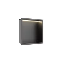 Raft incastrat patrat Balneo Wall-Box One LED cu rama 30x30x10 cm Gun Metal mat